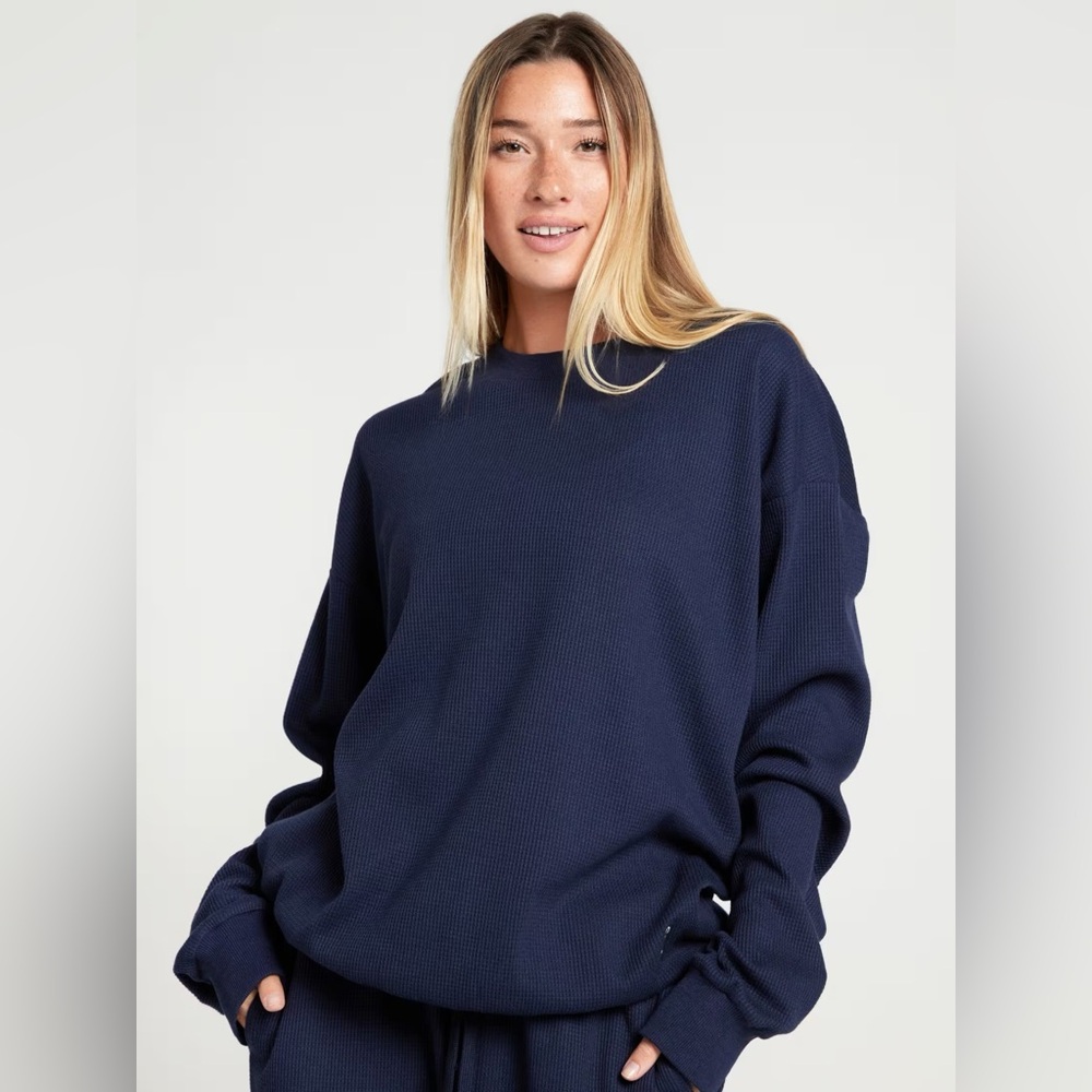 NO OFFERS BNWT COMFRT Waffle Long Sleeve Shirt Navy Blue Medium